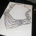 Layered Silver Tone Crystal Chain Statement Collar Necklace view 4