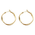 Gold Tone Twisted Texture Round Hoop Earrings In Two Sizes view 5