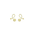 Brushed Gold Tone Loop and Ball Small Stud Earrings view 5