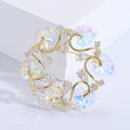 Heart Crystal Wreath Brooch Gold AB Blue Rhinestone Pin view 6