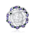 Shell Flower Crystal Brooch in Detailed Metal and Crystal Design view 2