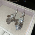 Silver Tone Leaf Sequin Tassel Hook Statement Earrings view 6