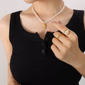 White Freshwater Pearl Bear Pendant Necklace Gold Clasp 39+5cm view 4