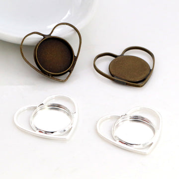Heart Shaped Earring Bezel Settings in Two Metal Finishes