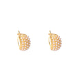 Pearl Look Cluster Textured Gold Tone Huggie Earrings view 5