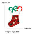 Red Crystal Christmas Stocking Brooch With Bow and Candy Cane view 6