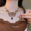 Gold Crystal Teardrop Bib Necklaces And Drop Earrings view 3