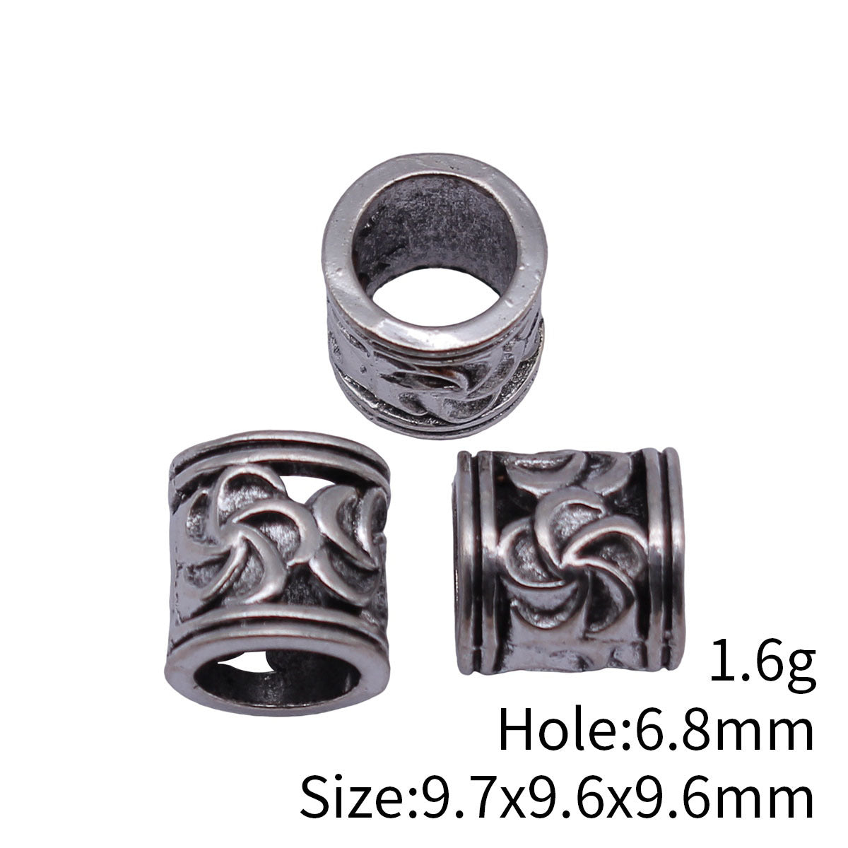 9.7x9.6x9.6mm 1.6g Multicolor Zinc Alloy Spiral Pattern Large Hole Spacer Beads for Bracelet Jewelry Making
