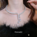 Silver Crystal Teardrop Collar Necklace Decorative Jewelry Design view 3