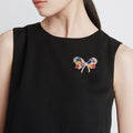 Gold Tone Multicolor Crystal Bow Brooch Pin Clear Accents view 2