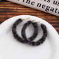 Gray Flocked Leopard Pattern Oversized Open Hoop Earrings view 6