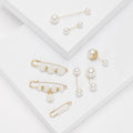 Assorted White Pearl Collar Bar and Safety Pin Set view 5