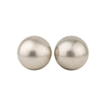 Oversized Brushed Round Metal Stud Earrings in Silver Tone view 5