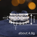 Four-Band Geometric Clear Stone Ring Set In Silver And Gold Tones view 4