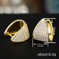 Triangular Clear Crystal Pavé Huggie Earrings in Gold Tone view 4