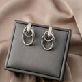 Gold and Silver Interlocking Oval Double Hoop Earrings view 4