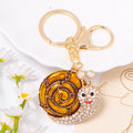 Rhinestone Enamel Snail Keychain Gold Tone Ring Lobster Clasp view 8