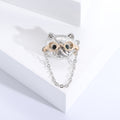 Glasses Owl Chain Collar Brooch in Silver Gold for Jackets and Scarves view 6