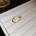 Gold Open Rings Cat Eye Bead Wave Bamboo and Crystal Cross view 8