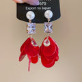 Pearl Effect Crystal Petal Drop Earrings In Three Colors view 8