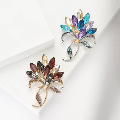 Crystal Bouquet Brooch front view