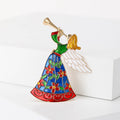 Enamel Angel Trumpet Brooch Multicolor Floral Dress Accent Pin view 4
