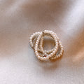 Multi Layer Pearl Open Ring Silver Bead Stack Style view 4