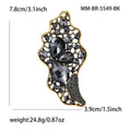Antique Gold Leaf Glass Brooch Six Color Rhinestones view 4