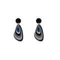Black Blue Teardrop Peacock Look Statement Stud Earrings view 5