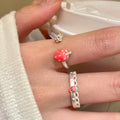Silver Open Strawberry Rings Star Band Scallop Two Styles view 3