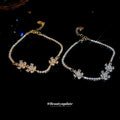 Crystal Flower Chain Bracelets in Gold and Silver Tone view 2