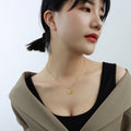 Gold Fu Character Round Pendant Necklace Chinese Style Medallion view 4