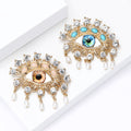 Crystal Eye Brooch with Pearl Fringe in Two Iris Colors view 2
