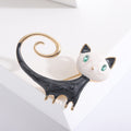 Long Tail Cat Enamel Brooch with Curled Accent Decorative Metal Pin view 6