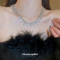 Silver Rhinestone Zigzag Drop Pull Adjustable Necklace view 3