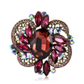 Round Floral Crystal Brooch with Faceted Stones for Jackets and Scarves view 5
