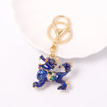 Red Blue Enamel Qilin Keychain Gold Clasp Crystal Accents view 6
