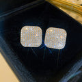 Crystal Pave Geometric Stud Earrings in Two Shapes view 7