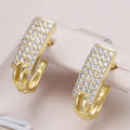 Gold Tone Rectangular Pave Clear Crystal Hoop Earrings view 5
