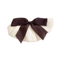 Pleated Satin Bow Spring Hair Clips Ivory And Coffee view 5