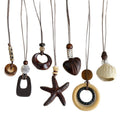 Brown Geometric Pendant Long Necklaces in Six Designs view 5