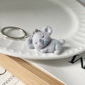 Grey Flocked Koala Plush Keychains Metal Ring 4 Poses view 3