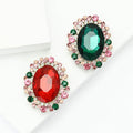 Oval Glass Center Brooch Pink Green Halo Red or Emerald view 2