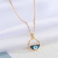 Gold Tone Enamel Evil Eye Pendant Necklaces in Five Designs view 3