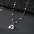Silver Pearl Station Pendant Necklaces Six Charm Styles view 6