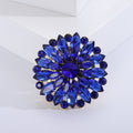 Round Floral Crystal Cluster Brooch in Six Jewel Tone Colors view 9