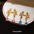 Floral Crystal Teardrop Earrings in Polished Statement Design view 2