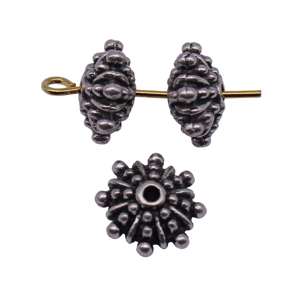 12x12x6.2mm 1.7g Antique Silver Zinc Alloy Radial Raised Dot Spacer Beads for Bracelet Necklace Making