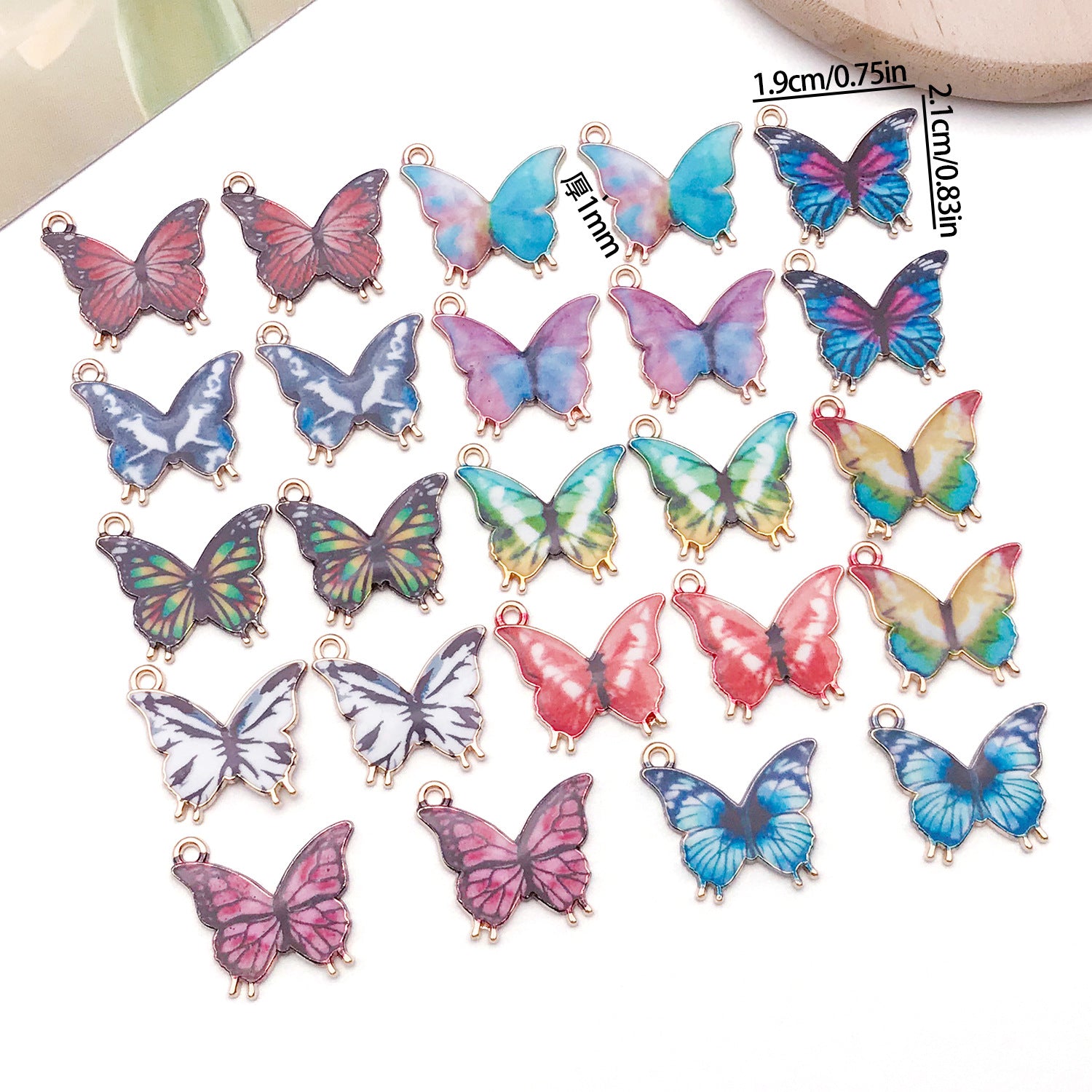 Enamel Zinc Alloy Butterfly Charm Pendant for DIY Bracelets Necklaces Keychains