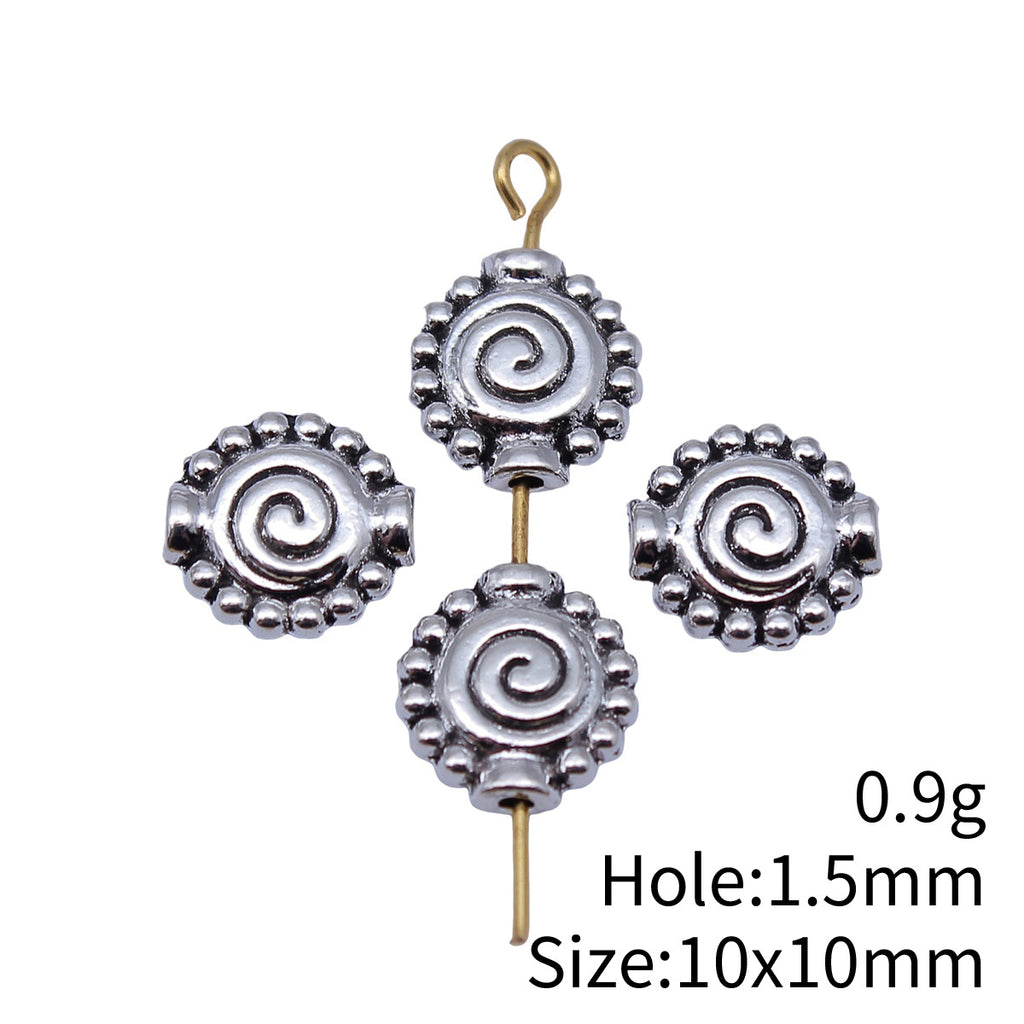 10x10mm 0.9g Antique Silver Zinc Alloy Swirl Small Hole Spacer Beads for Bracelet Jewelry Making